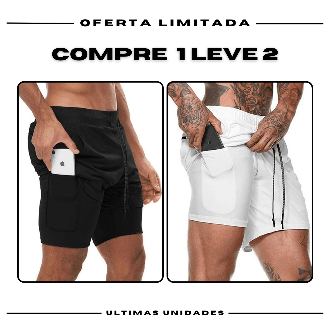 Kit 2 Bermudas de Compressão 2 em 1 ProFit [COMPRE 01 LEVE 02]
