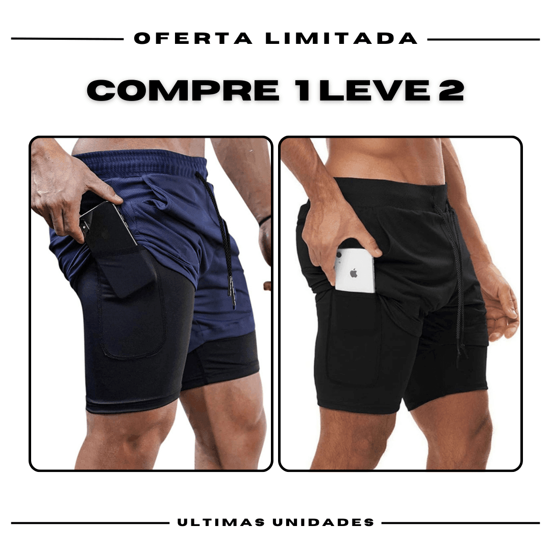 Kit 2 Bermudas de Compressão 2 em 1 ProFit [COMPRE 01 LEVE 02]