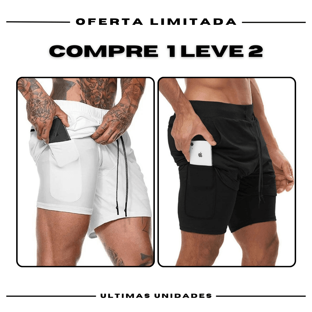 Kit 2 Bermudas de Compressão 2 em 1 ProFit [COMPRE 01 LEVE 02]