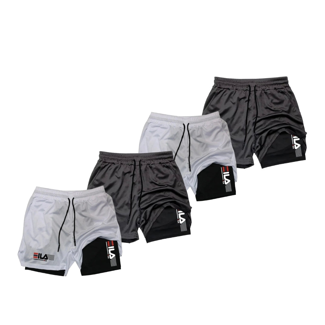 KIT 4 SHORTS DE COMPRESSÃO 2 EM 1 PROFIT  [PAGUE 02 LEVE 04]