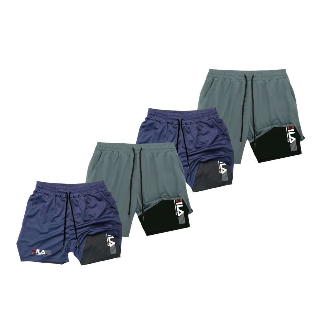 KIT 4 SHORTS DE COMPRESSÃO 2 EM 1 PROFIT  [PAGUE 02 LEVE 04]