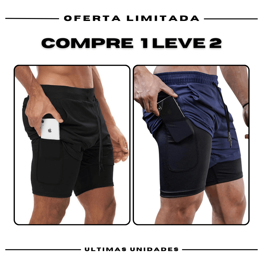 Kit 2 Bermudas de Compressão 2 em 1 ProFit [COMPRE 01 LEVE 02]