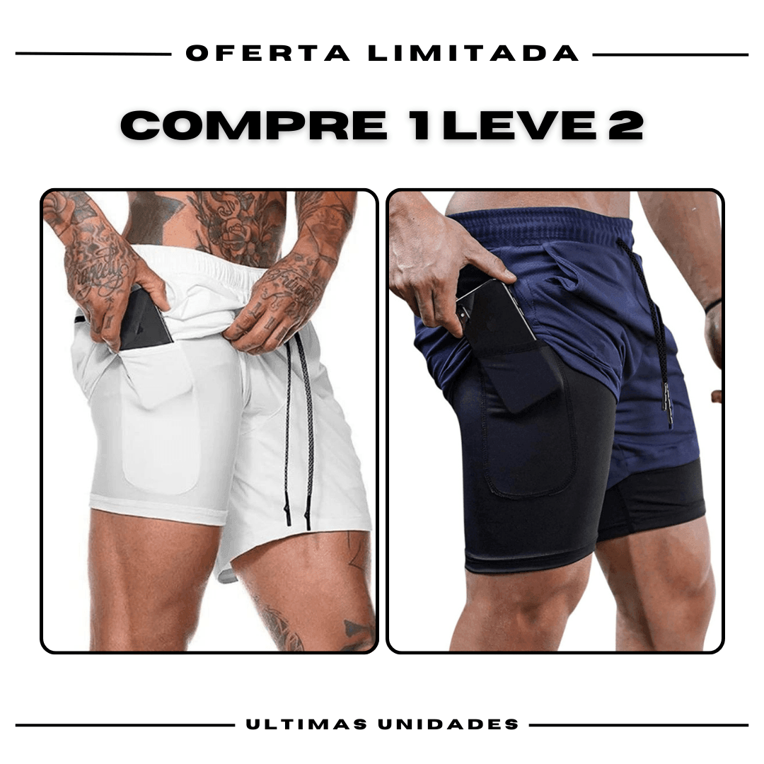 Kit 2 Bermudas de Compressão 2 em 1 ProFit [COMPRE 01 LEVE 02]