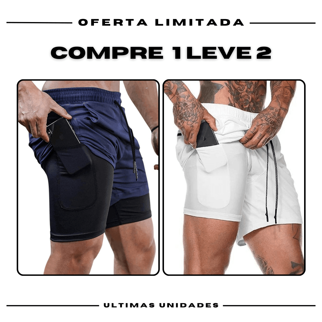 Kit 2 Bermudas de Compressão 2 em 1 ProFit [COMPRE 01 LEVE 02]
