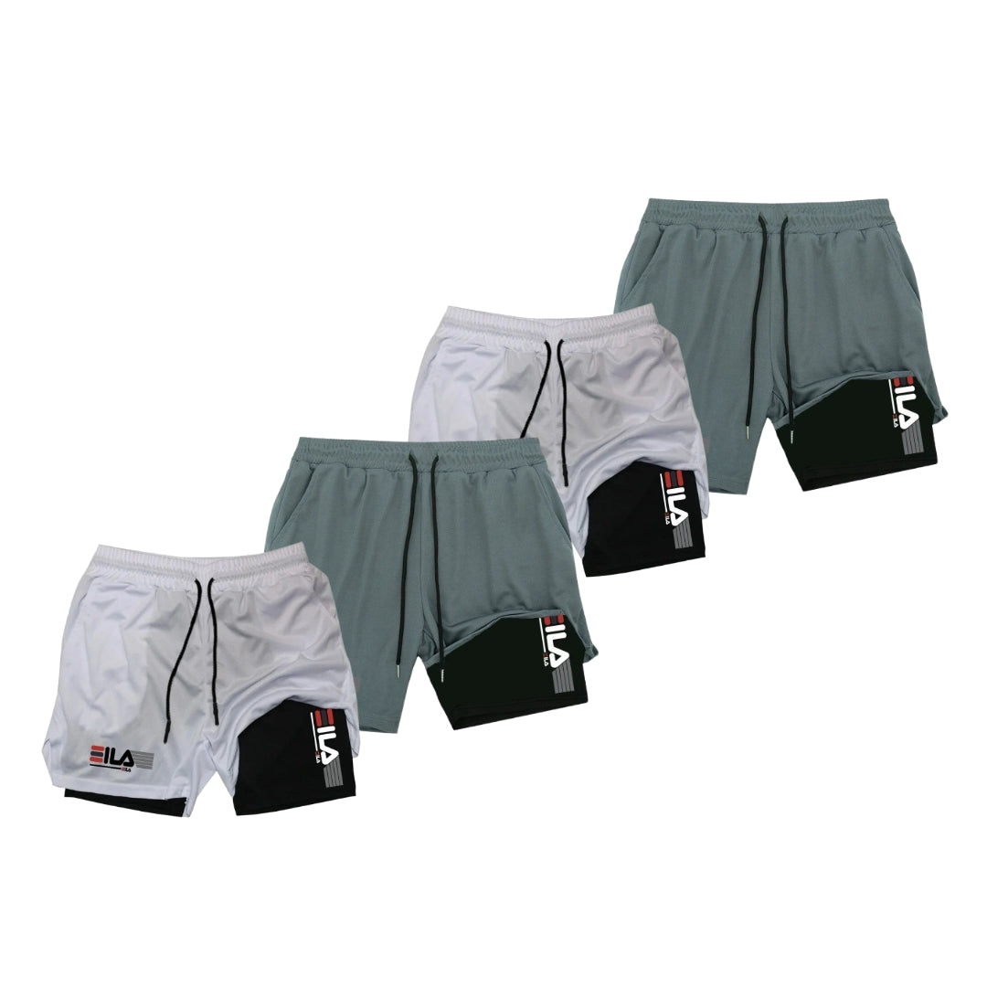 KIT 4 SHORTS DE COMPRESSÃO 2 EM 1 PROFIT  [PAGUE 02 LEVE 04]