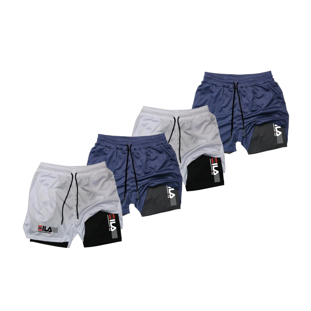 KIT 4 SHORTS DE COMPRESSÃO 2 EM 1 PROFIT  [PAGUE 02 LEVE 04]