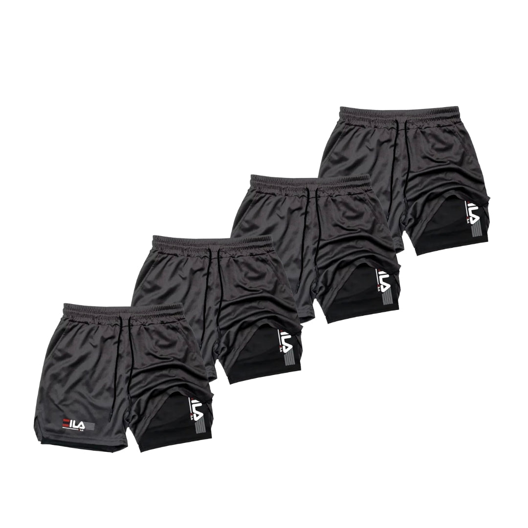 KIT 4 SHORTS DE COMPRESSÃO 2 EM 1 PROFIT  [PAGUE 02 LEVE 04]