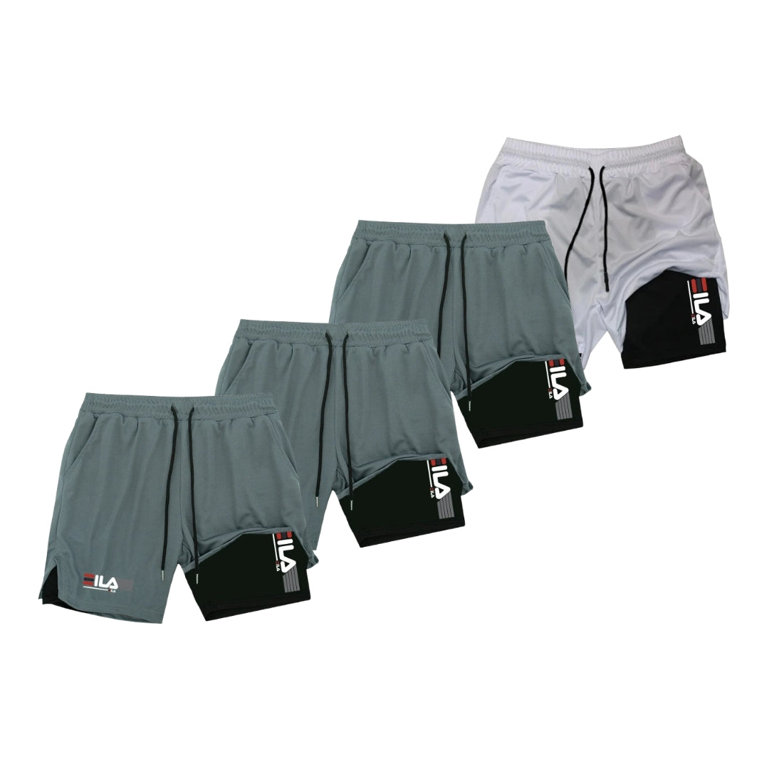 KIT 4 SHORTS DE COMPRESSÃO 2 EM 1 PROFIT  [PAGUE 02 LEVE 04]