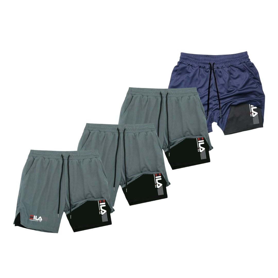 KIT 4 SHORTS DE COMPRESSÃO 2 EM 1 PROFIT  [PAGUE 02 LEVE 04]