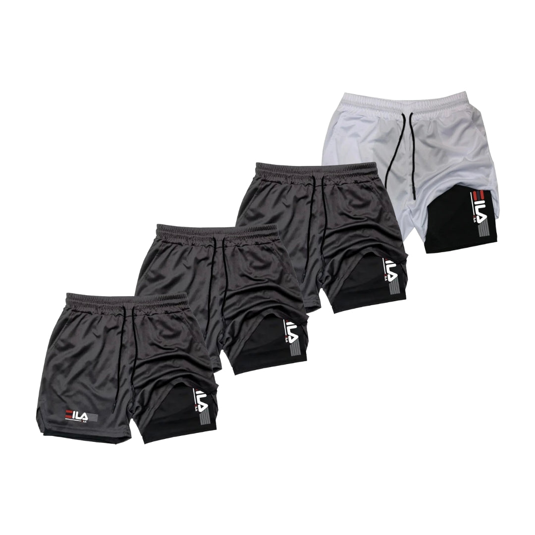 KIT 4 SHORTS DE COMPRESSÃO 2 EM 1 PROFIT  [PAGUE 02 LEVE 04]