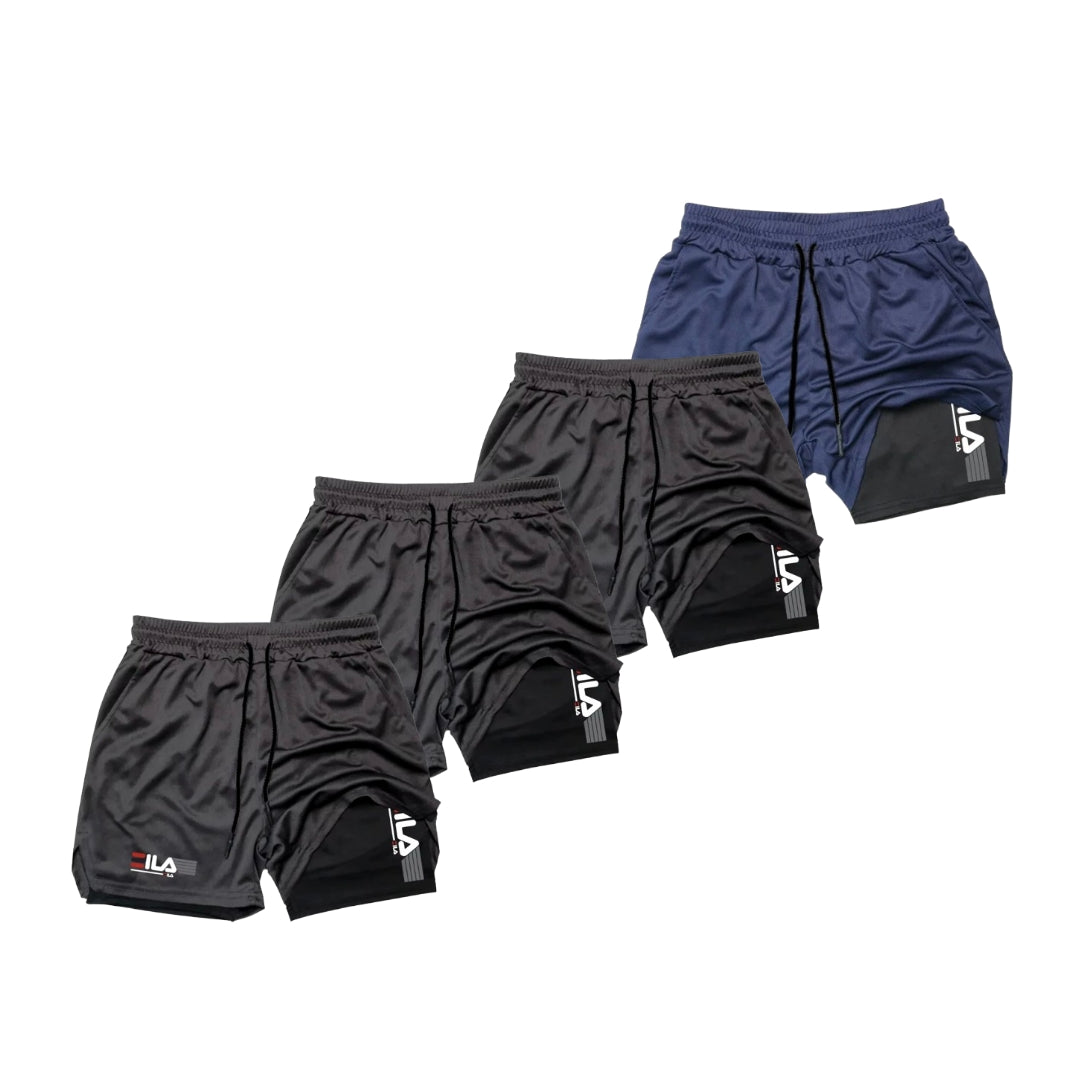 KIT 4 SHORTS DE COMPRESSÃO 2 EM 1 PROFIT  [PAGUE 02 LEVE 04]