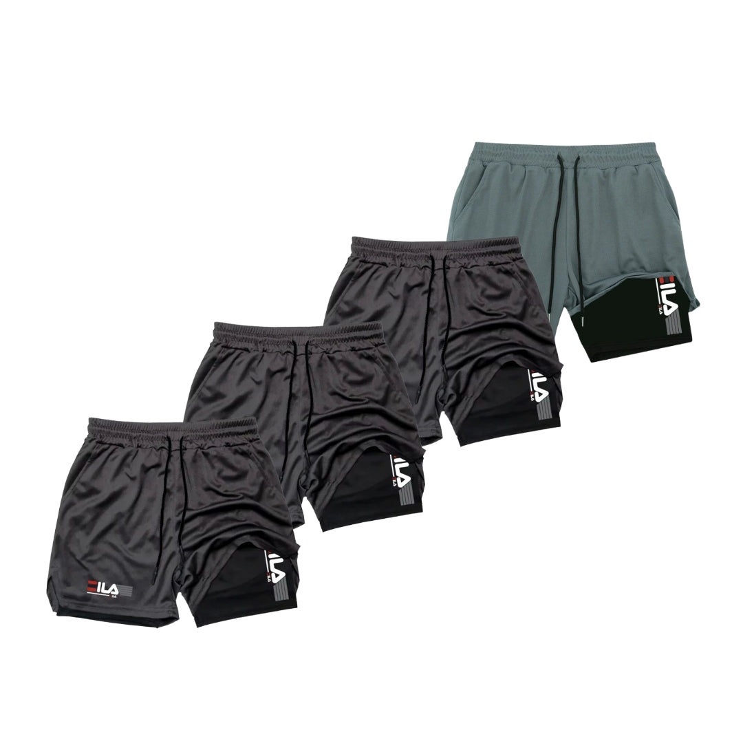 KIT 4 SHORTS DE COMPRESSÃO 2 EM 1 PROFIT  [PAGUE 02 LEVE 04]