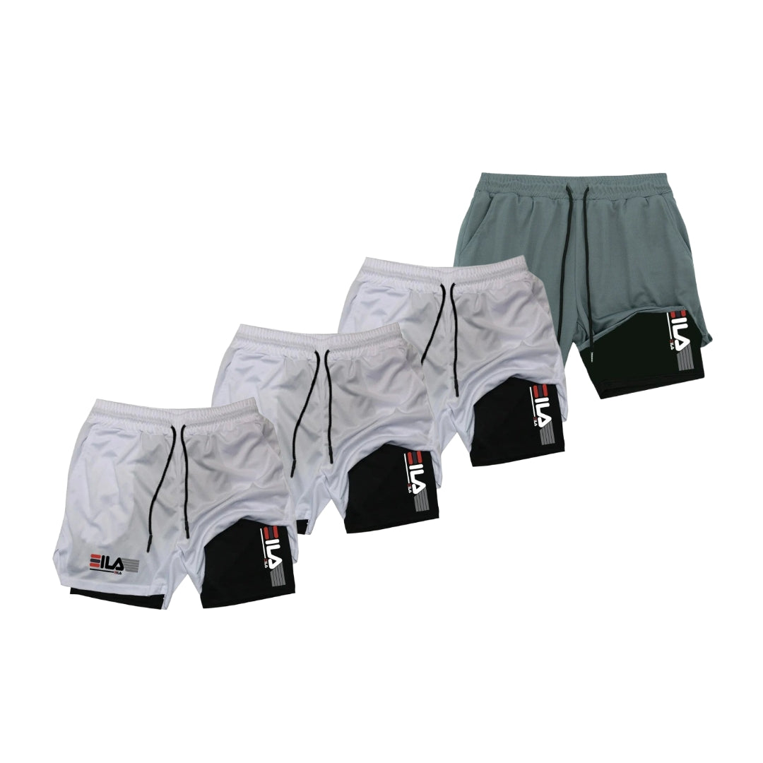 KIT 4 SHORTS DE COMPRESSÃO 2 EM 1 PROFIT  [PAGUE 02 LEVE 04]