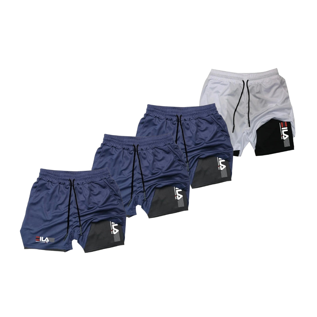 KIT 4 SHORTS DE COMPRESSÃO 2 EM 1 PROFIT  [PAGUE 02 LEVE 04]