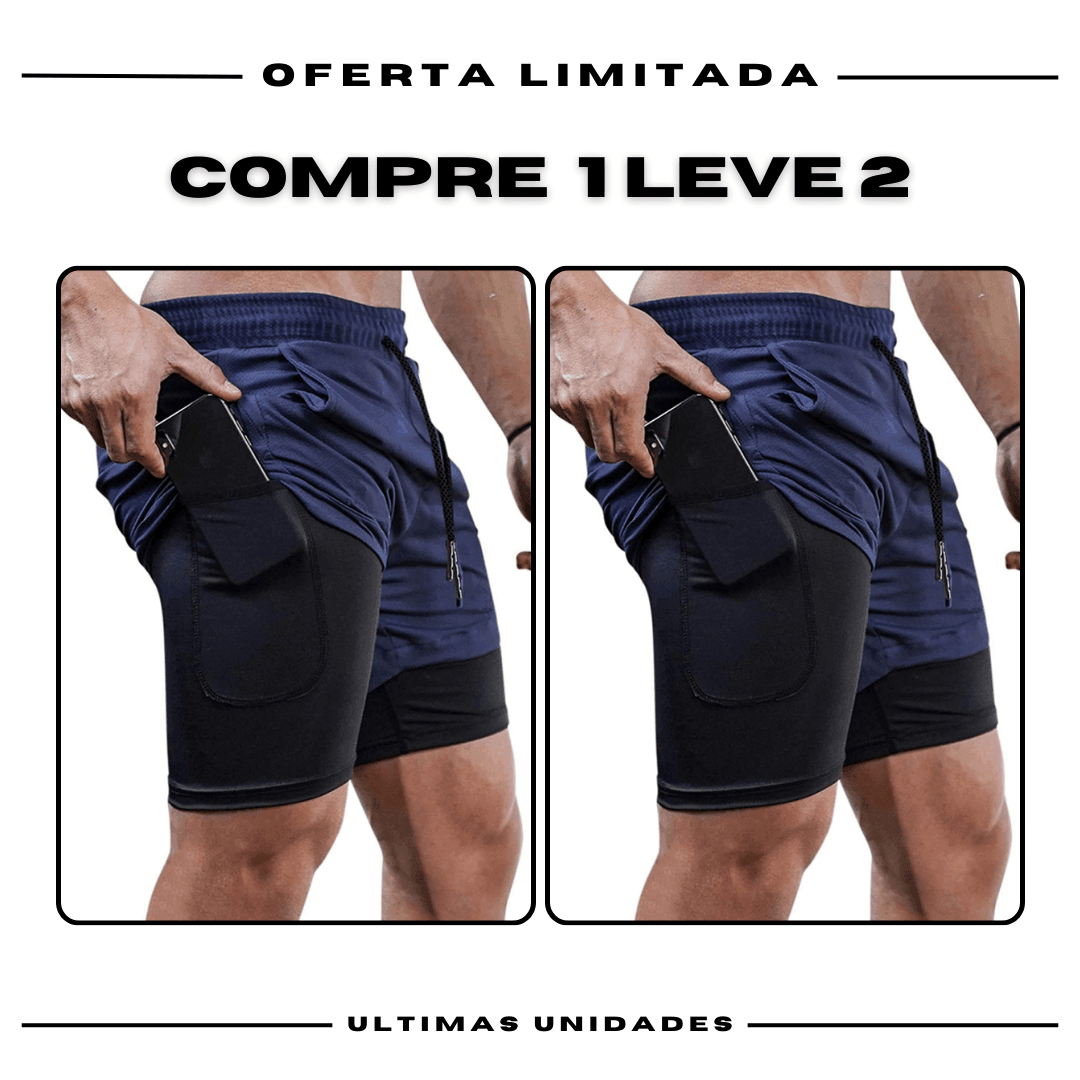 Kit 2 Bermudas de Compressão 2 em 1 ProFit [COMPRE 01 LEVE 02]