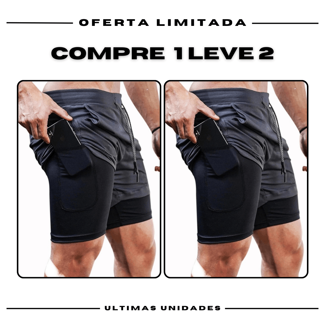 Kit 2 Bermudas de Compressão 2 em 1 ProFit [COMPRE 01 LEVE 02]