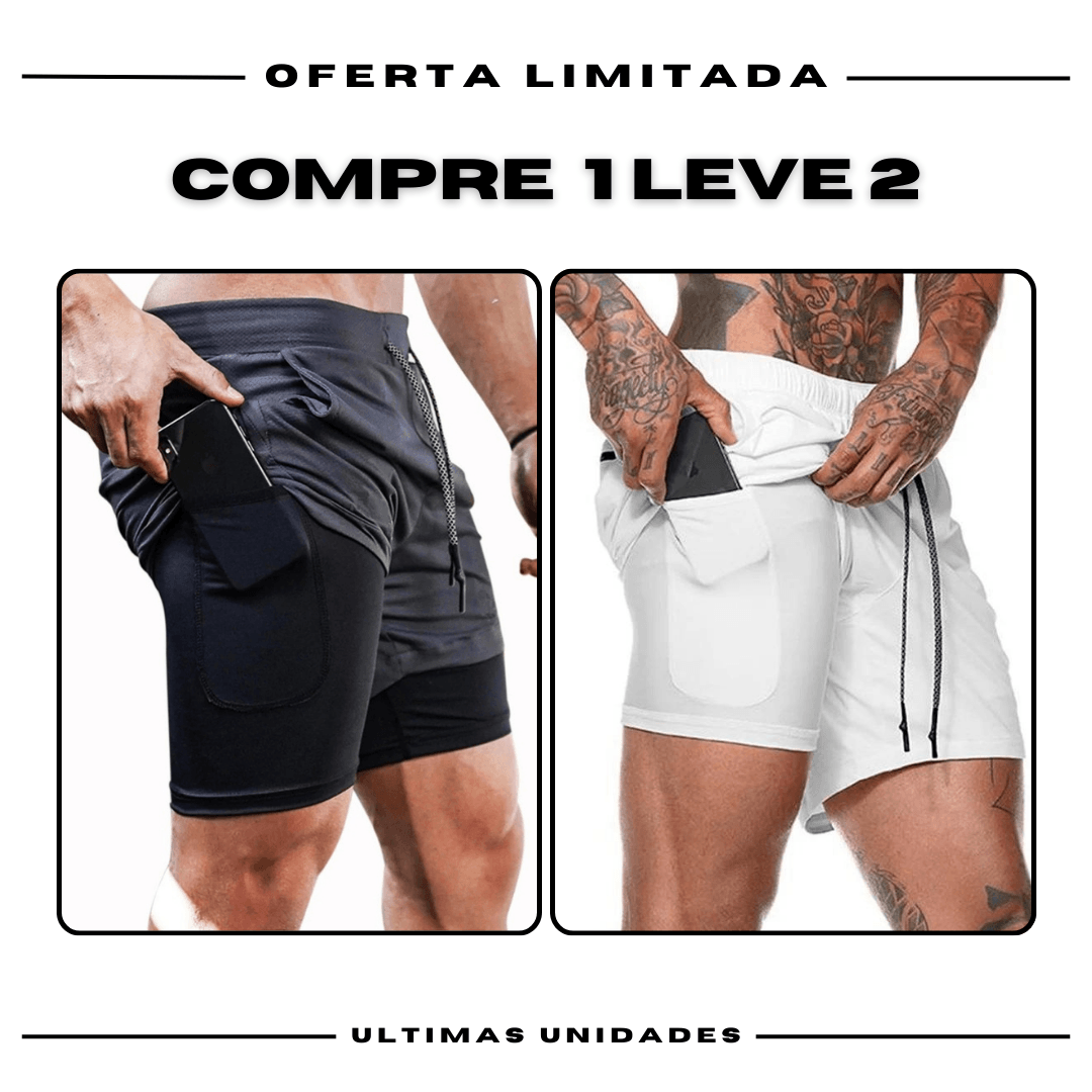Kit 2 Bermudas de Compressão 2 em 1 ProFit [COMPRE 01 LEVE 02]