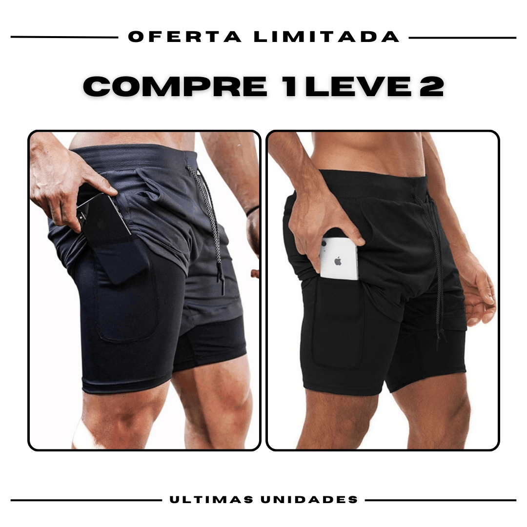 Kit 2 Bermudas de Compressão 2 em 1 ProFit [COMPRE 01 LEVE 02]
