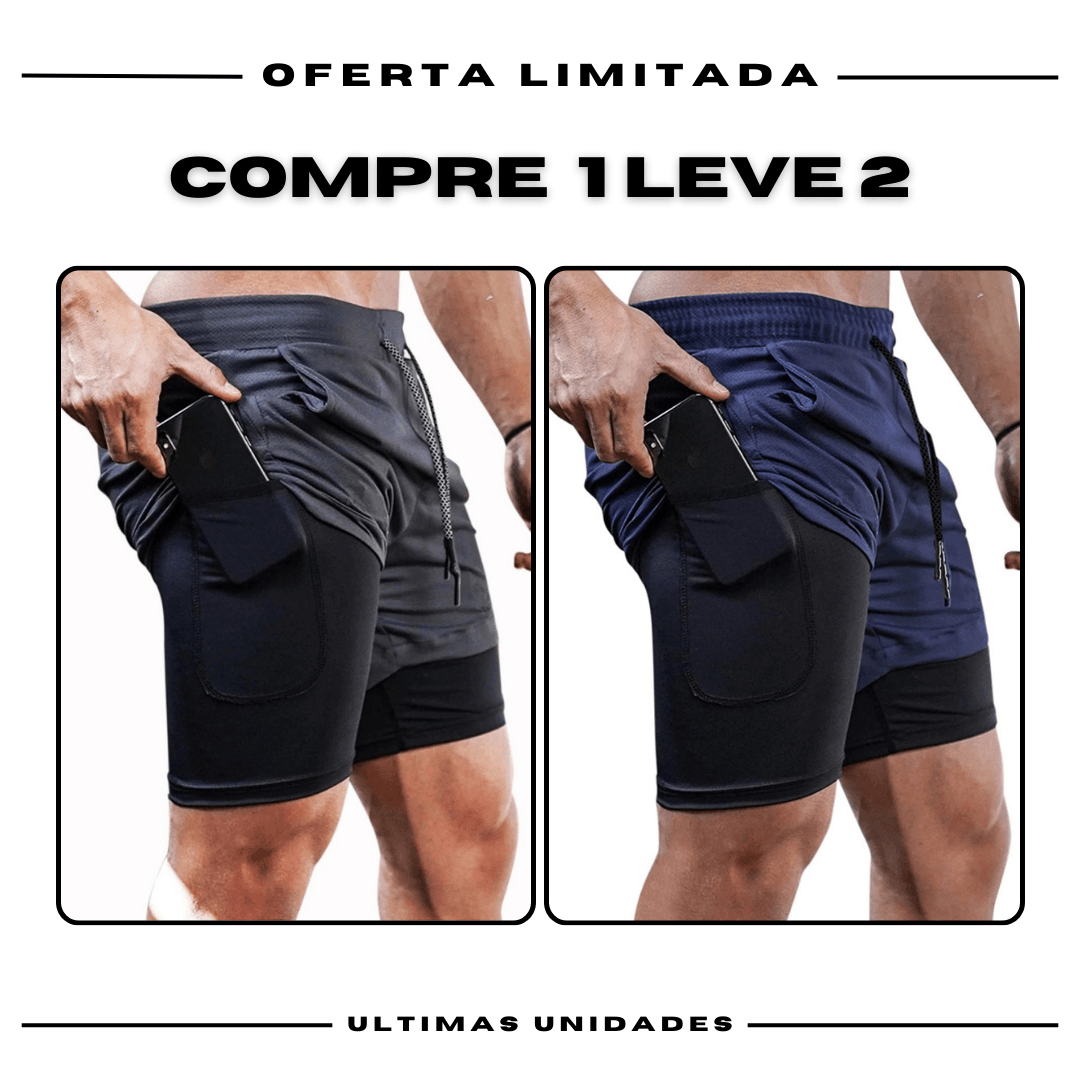 Kit 2 Bermudas de Compressão 2 em 1 ProFit [COMPRE 01 LEVE 02]