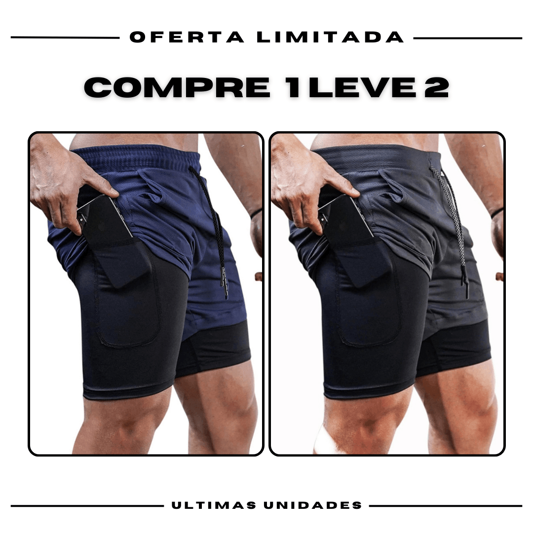 Kit 2 Bermudas de Compressão 2 em 1 ProFit [COMPRE 01 LEVE 02]