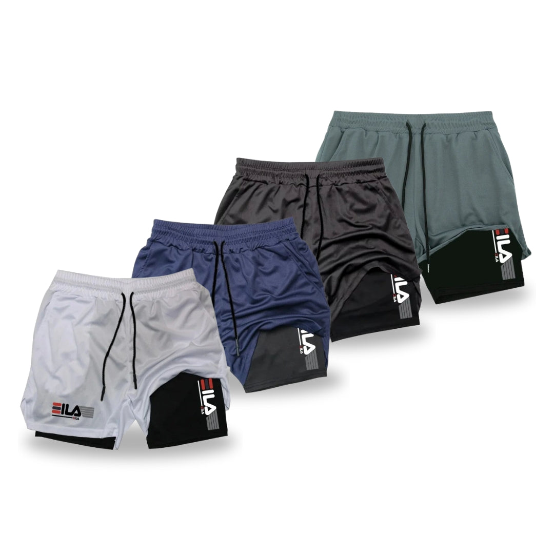 KIT 4 SHORTS DE COMPRESSÃO 2 EM 1 PROFIT  [PAGUE 02 LEVE 04]